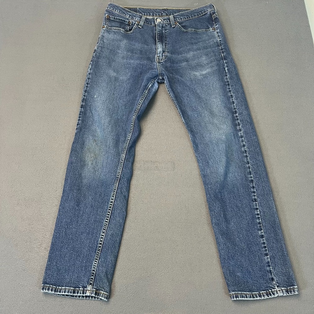 Levis 505 Jeans Mens 34x32 Blue Straight Fit Denim Light Wash Casual Workwear